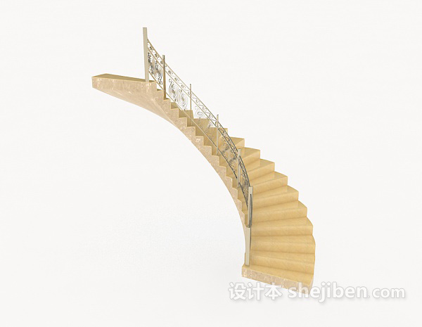现代风格黄色实木楼梯3d模型下载