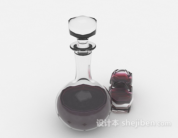 免费红酒玻璃瓶3d模型下载