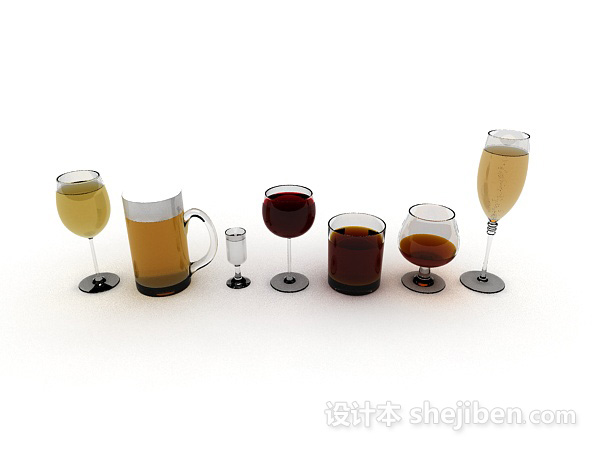 现代风格高低酒杯3d模型下载