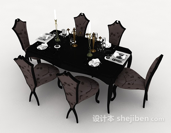 欧式风格传统欧式桌椅组合3d模型下载