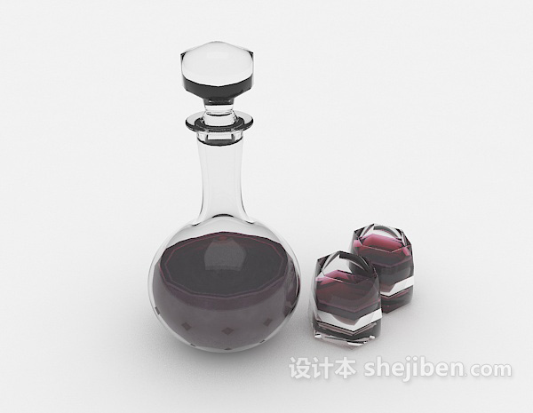 现代风格红酒玻璃瓶3d模型下载