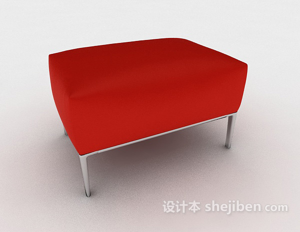 免费红色沙发凳3d模型下载