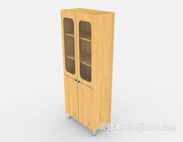 免费黄色实木碗柜3d模型下载