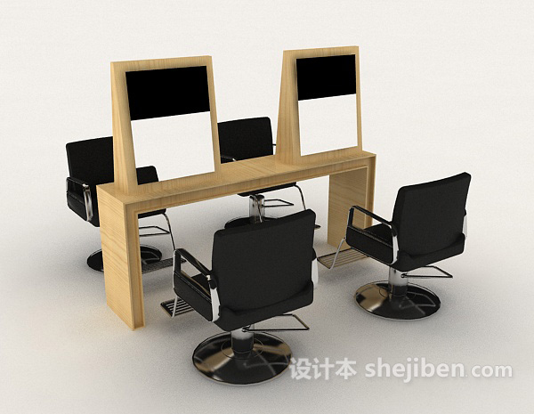 理发店铺桌椅组合3d模型下载