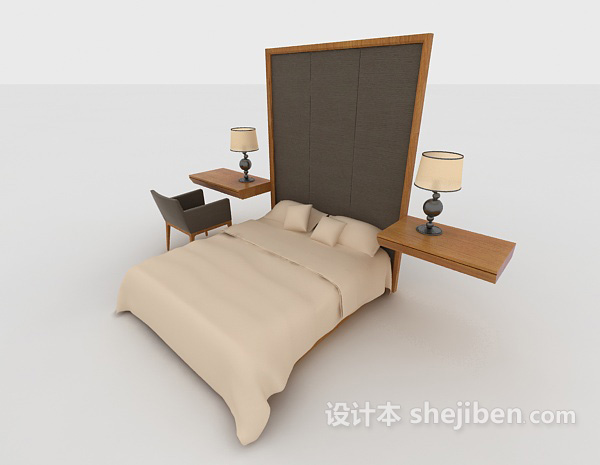 现代简约家居床3d模型下载