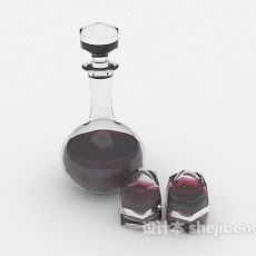 红酒玻璃瓶3d模型下载