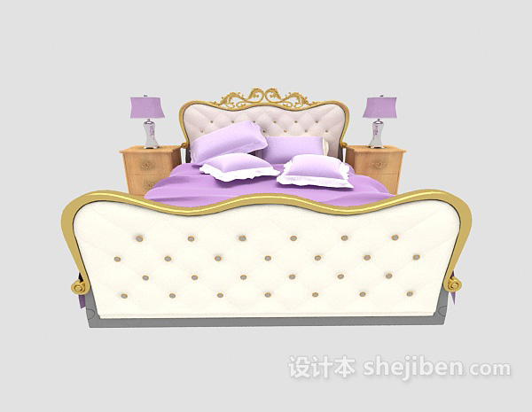 欧式风格欧式浪漫双人床3d模型下载