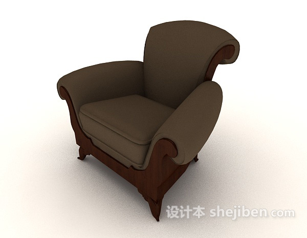 传统欧式家居单人沙发3d模型下载