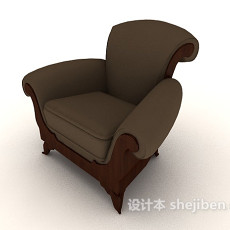 传统欧式家居单人沙发3d模型下载