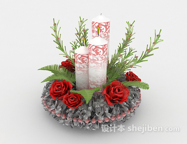 设计本文印蜡烛装饰3d模型下载