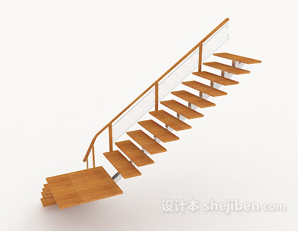 现代风格现代家居实木楼梯3d模型下载