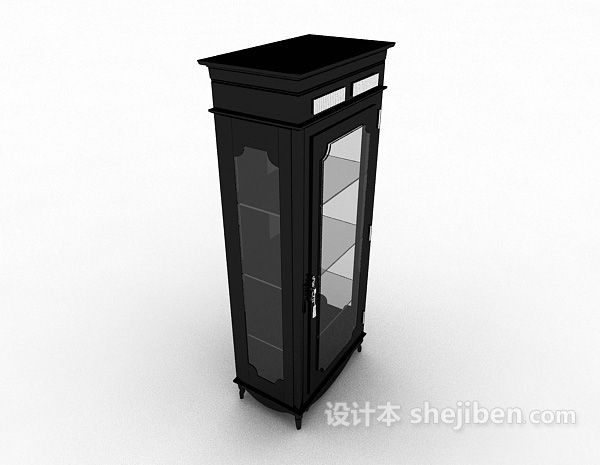 设计本黑色实木家虐书柜3d模型下载