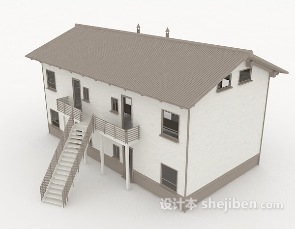 设计本二层民房3d模型下载