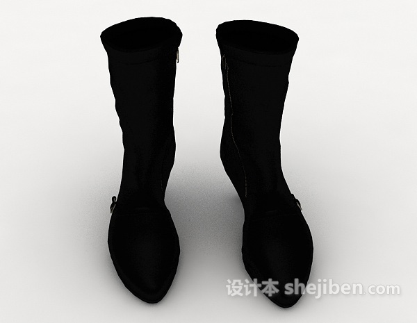 现代风格女士中筒靴3d模型下载