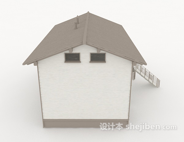 现代风格二层民房3d模型下载