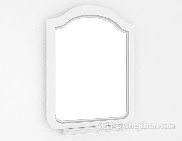 现代风格白色椭圆镜子3d模型下载