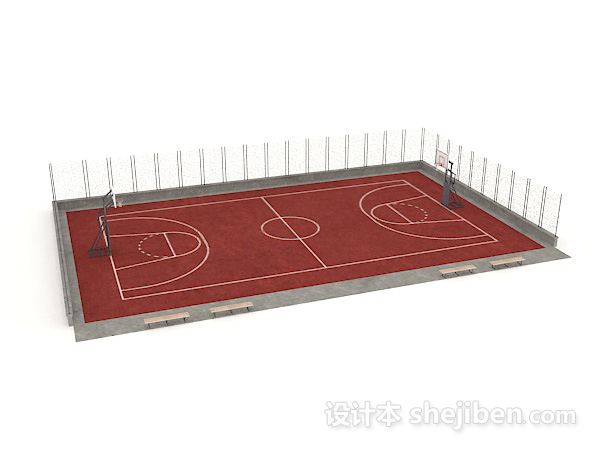 免费室外篮球场3d模型下载