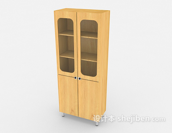 现代风格黄色实木碗柜3d模型下载