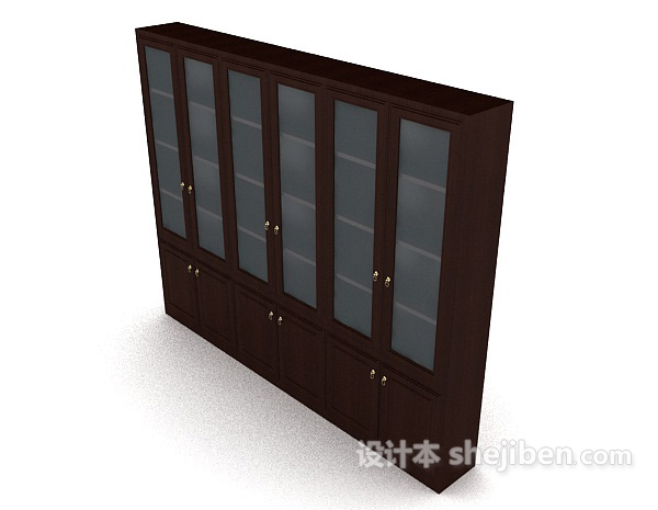 设计本现代实木办公柜3d模型下载