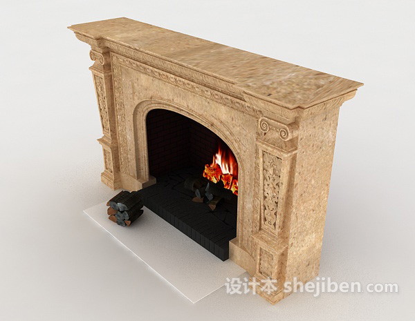 设计本欧式家庭式壁炉3d模型下载