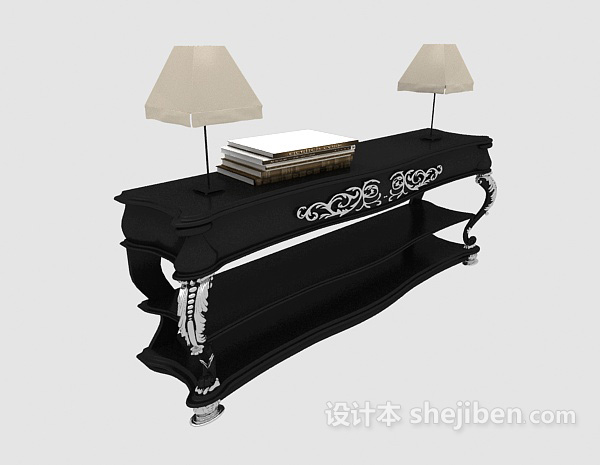 设计本黑色欧式家居边桌3d模型下载