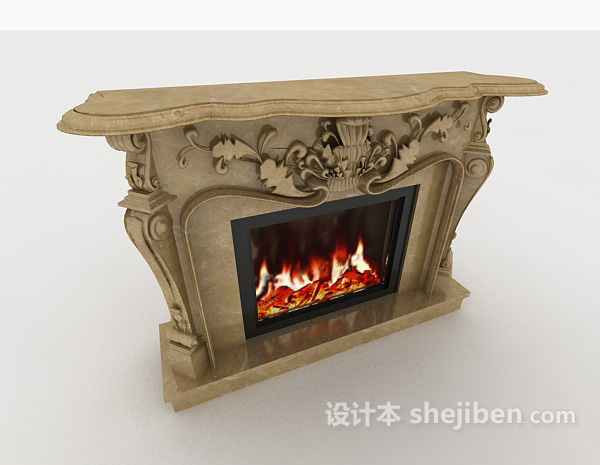 欧式风格欧式风格家庭壁炉3d模型下载