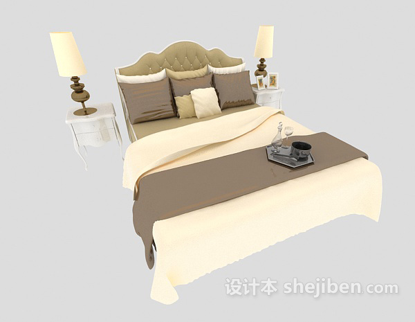 免费简欧风格家居床3d模型下载
