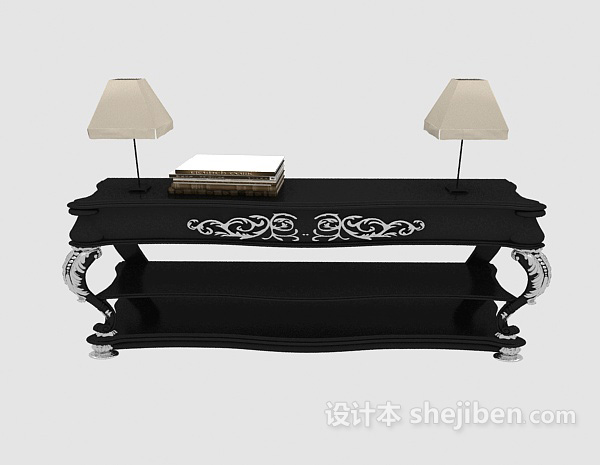 欧式风格黑色欧式家居边桌3d模型下载
