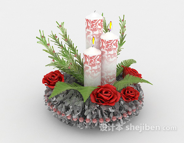 现代风格文印蜡烛装饰3d模型下载