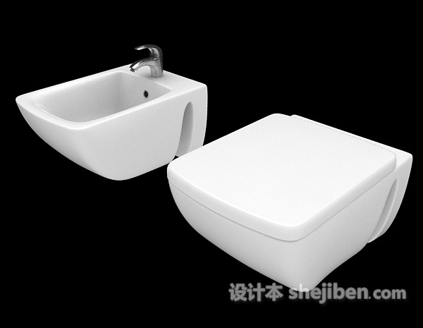 设计本白色厕所清洁池3d模型下载