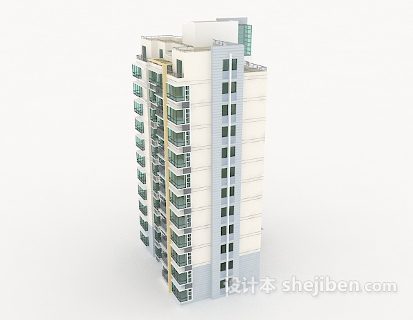 现代风格户外高楼建筑3d模型下载