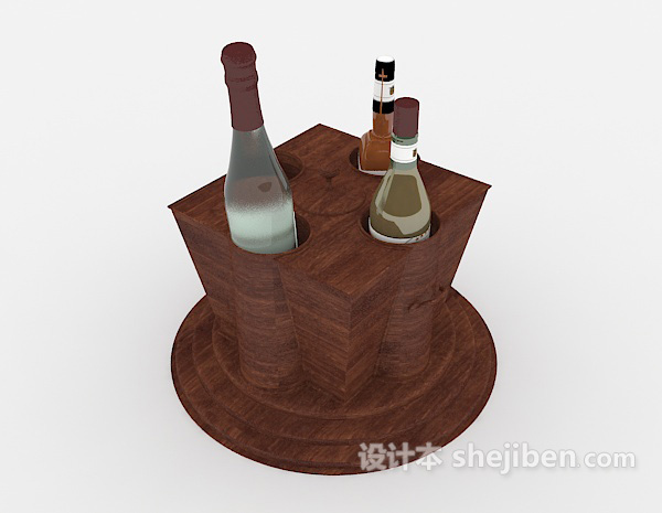 设计本棕色实木酒架3d模型下载