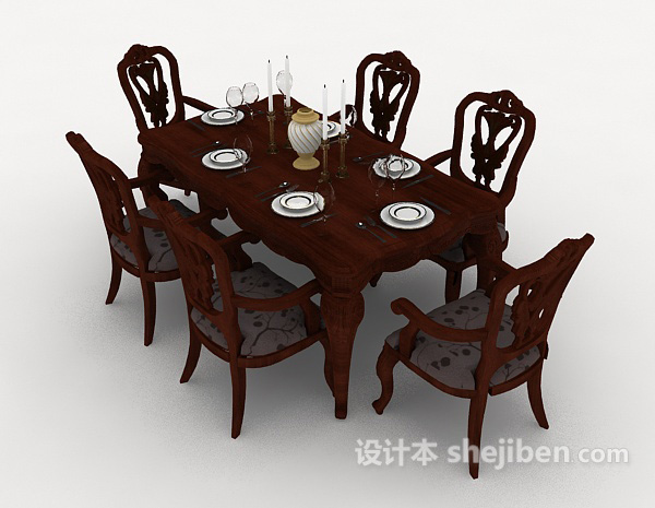 设计本红木欧式餐桌3d模型下载