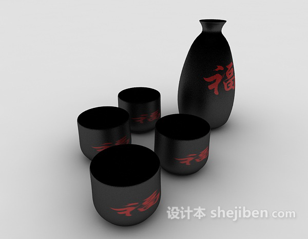 中式风格中式风格酒具3d模型下载