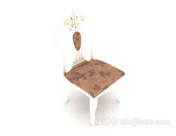 设计本白色欧式梳妆椅3d模型下载