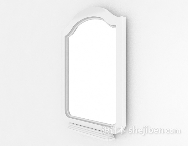 设计本白色椭圆镜子3d模型下载