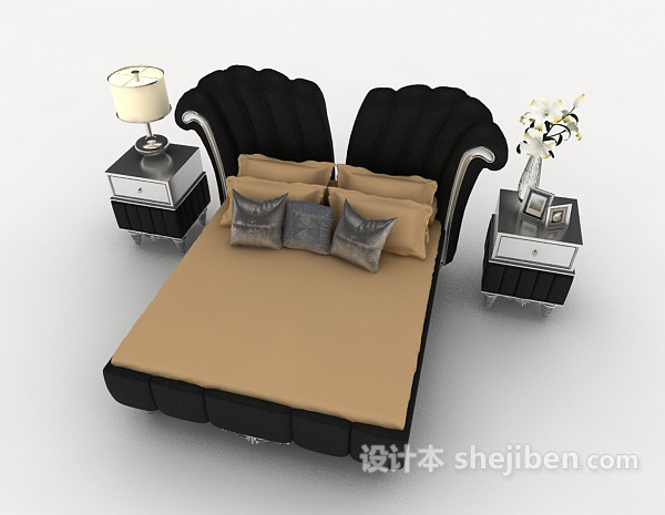 现代个性双人床3d模型下载