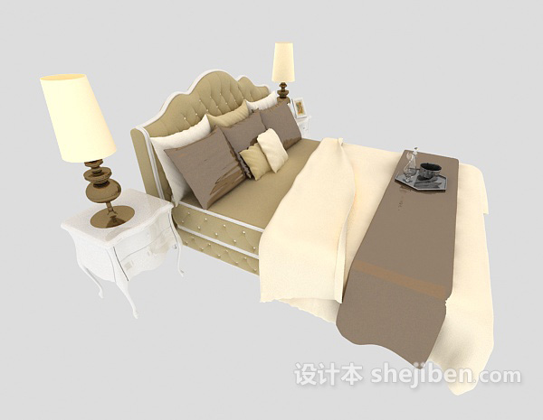 设计本简欧风格家居床3d模型下载