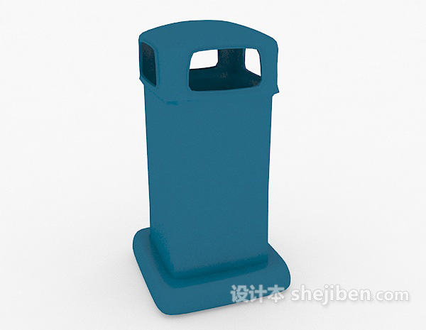 设计本蓝色垃圾箱3d模型下载