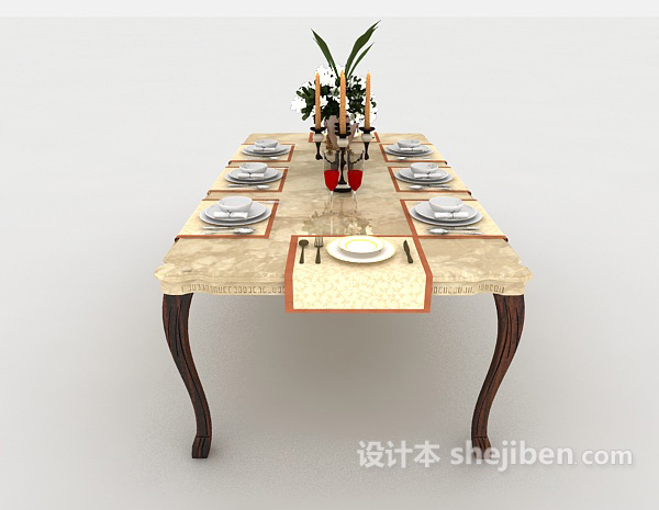 欧式风格实木欧式餐桌3d模型下载