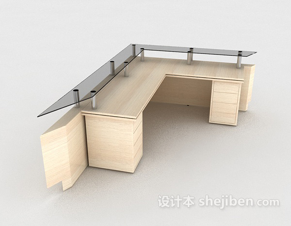 设计本办公桌、班台3d模型下载
