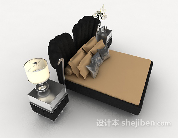 设计本现代个性双人床3d模型下载