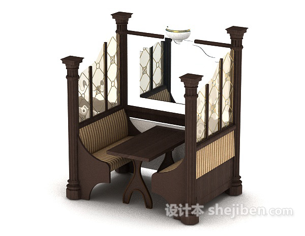 简欧桌椅整体组合3d模型下载