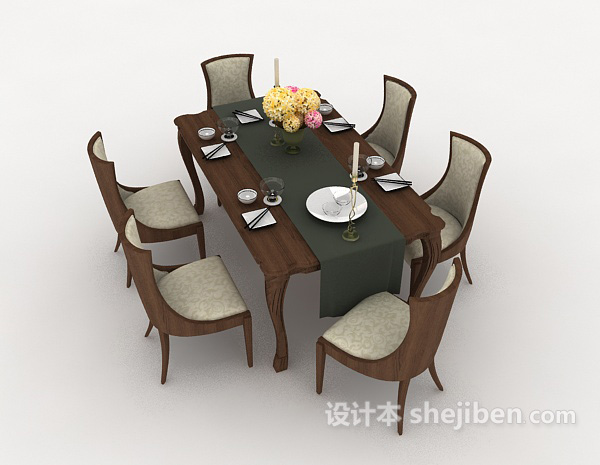 免费简约家居餐桌餐椅3d模型下载