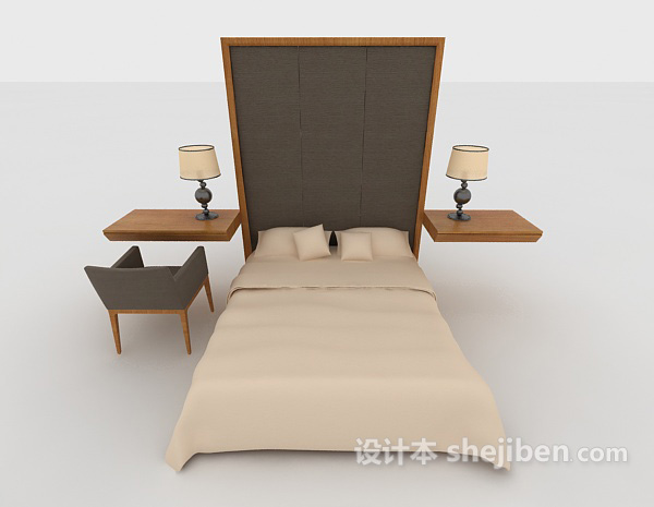 现代风格现代简约家居床3d模型下载