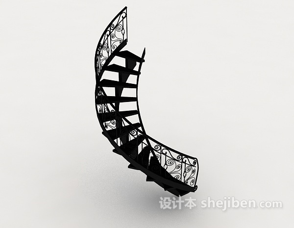 现代风格黑色家居楼梯3d模型下载