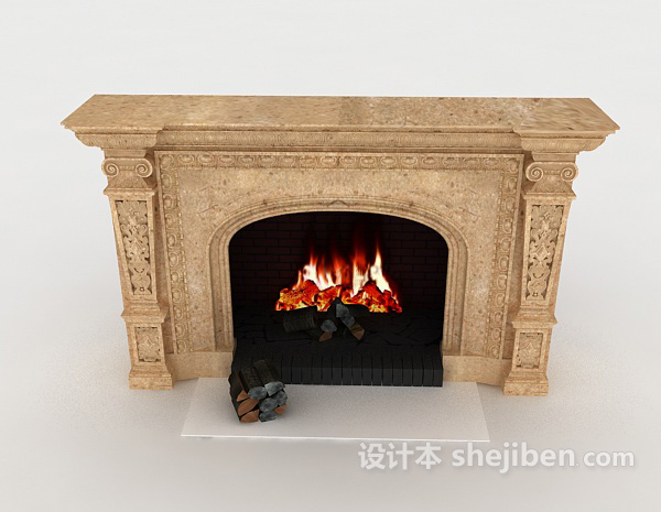 欧式风格欧式家庭式壁炉3d模型下载