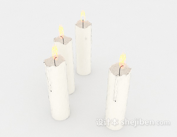 现代风格白色小蜡烛3d模型下载