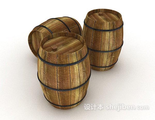 设计本酿酒实木酒桶3d模型下载