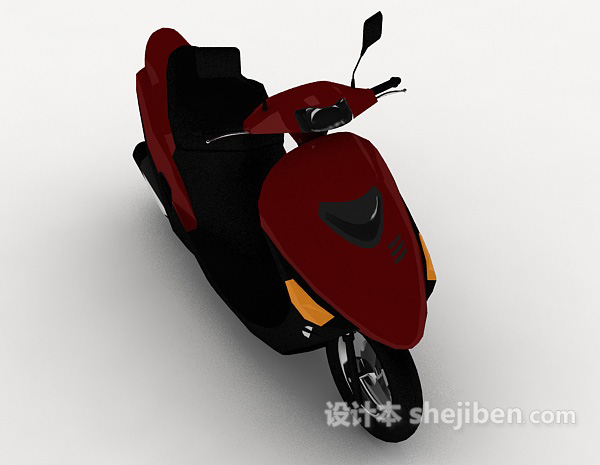 红色女士摩托车3d模型下载